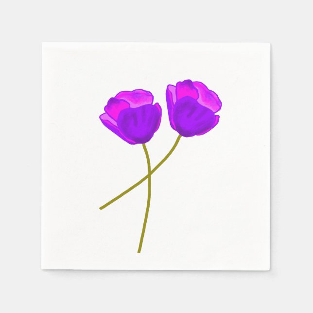 Purple Poppy Flowers   Napkin (Front)