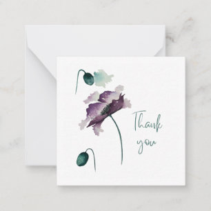 Purple Poppy Thank You Flat Notecard