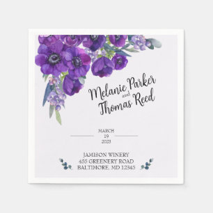 Purple Poppy Wedding paper napkins