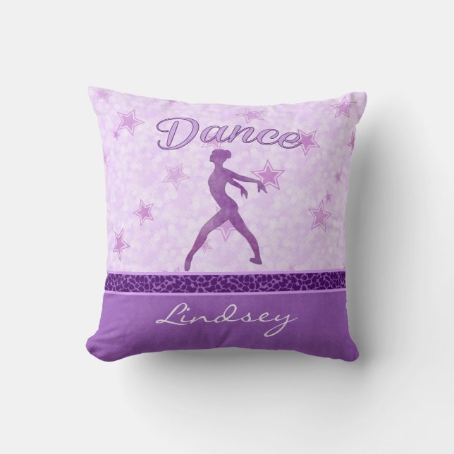 Purple Posing Dancer with a Cheetah Print Stripe Cushion (Front)