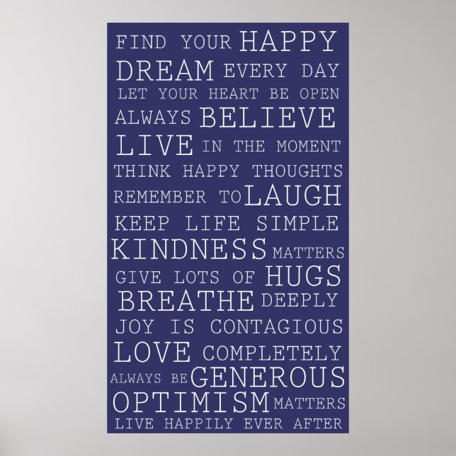 Purple Positive Thoughts Inspirational Words Poster (Front)