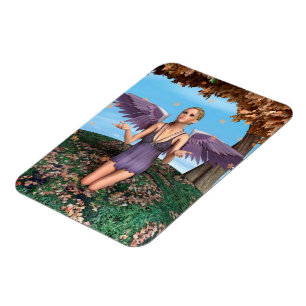 Purple Praying Angel Autumn Fantasy Art Magnet