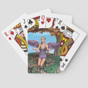 Purple Praying Angel Autumn Fantasy Art Playing Cards