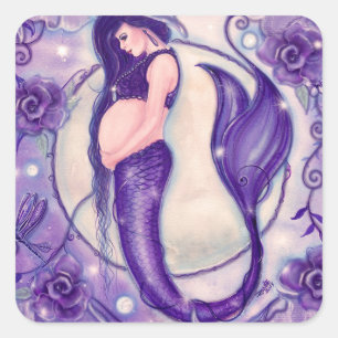 Purple pregnancy mermaid by Renee Lavoie Square Sticker