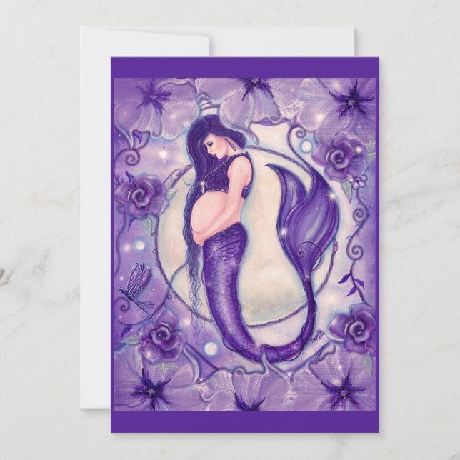Purple pregnancy mermaid by Renee Thank You Card (Front)