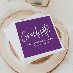 Purple   Preppy Script Graduation Napkin
