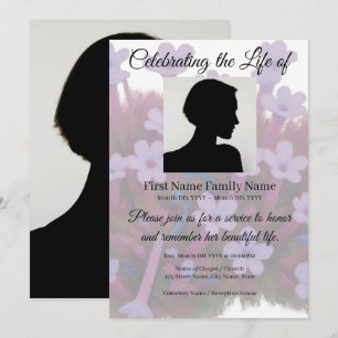 Purple primrose memorial invitation