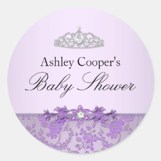 Purple Princess Baby Shower Sticker
