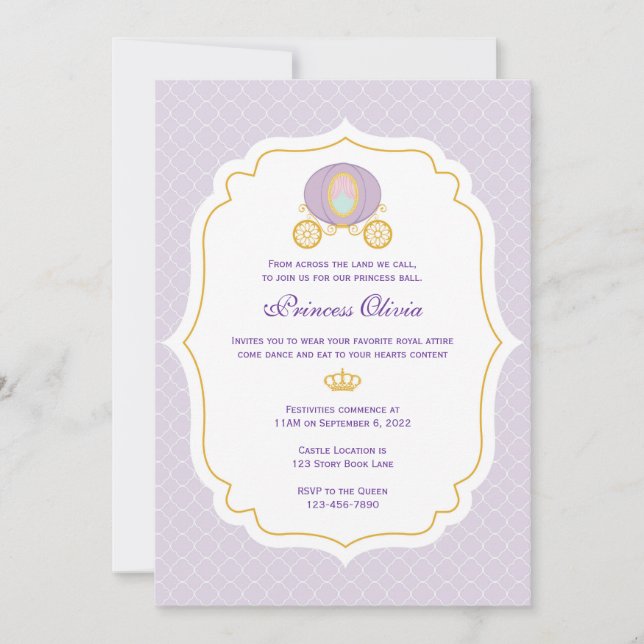 Purple Princess Birthday Invitation (Front)