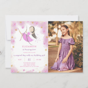 Purple Princess Birthday Invitation With Photo