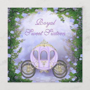 Purple Princess Carriage Enchanted Sweet 16 Invitation