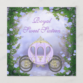 Purple Princess Carriage Enchanted Sweet 16 Invitation