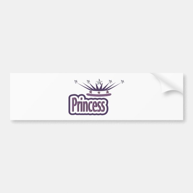 Purple Princess Crown Bumper Sticker (Front)