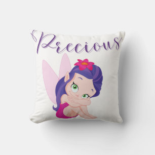 Purple Princess Fairy Throw Pillow