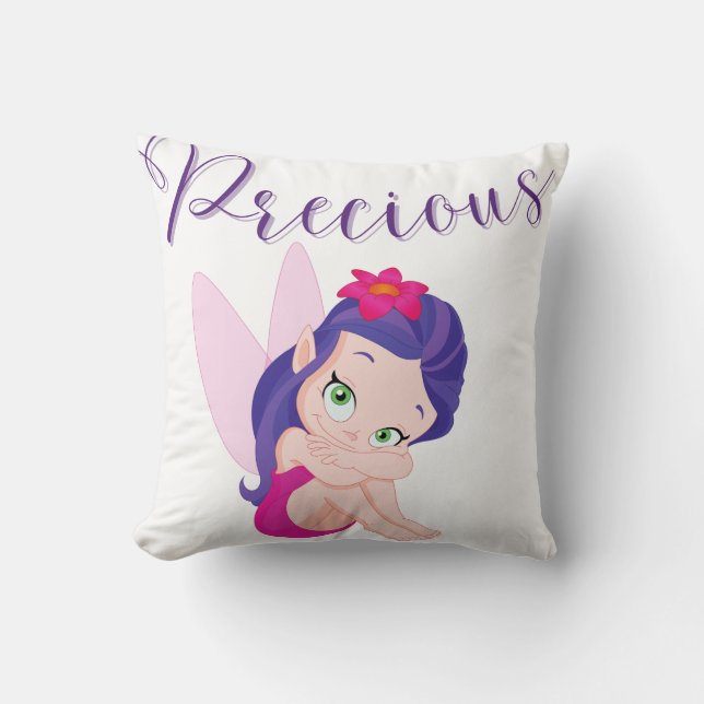 Purple Princess Fairy Throw Pillow (Front)