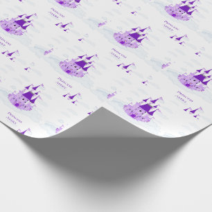 Purple Princess. Personalised Name Castle Girly Wrapping Paper