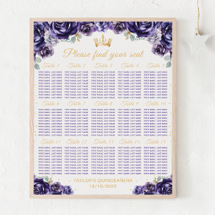 Purple Princess Quinceañera 15 Table Seating Chart