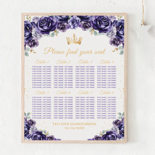 Purple Princess Quinceañera 8 Tables Seating Chart