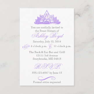 Purple Princess Sweet Sixteen Invitation