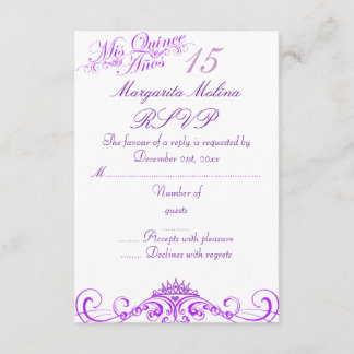 Purple Princess Tiara Quinceanera RSVP