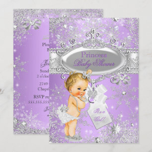 Purple Princess Winter Baby Shower Blonde Invitation
