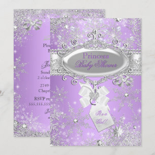 Purple Princess Winter Girl Baby Shower Invitation