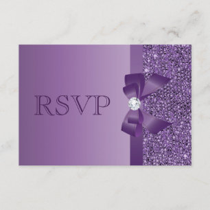 Purple Printed Sequins, Bow & Diamond RSVP