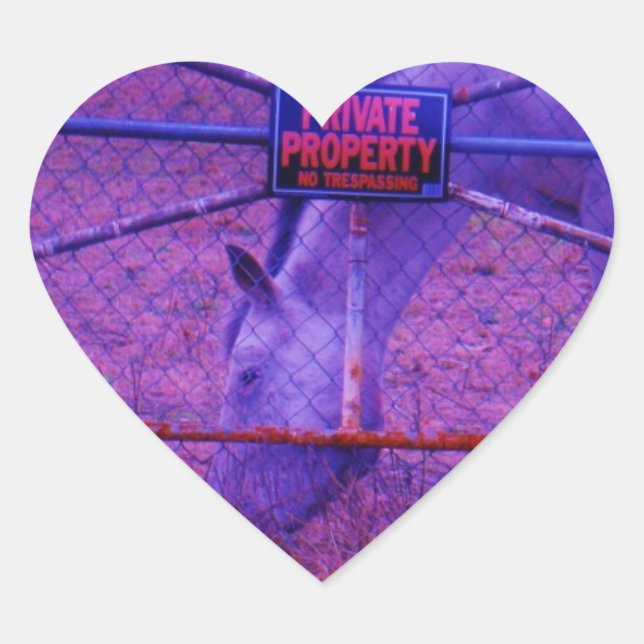 Purple Private Property Horse Heart Sticker (Front)