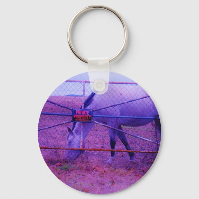 Purple Private Property Horse Key Ring (Front)