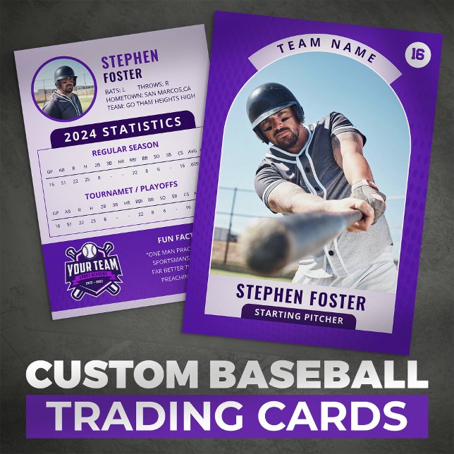 Purple Pro Baseball Trading Card Player Photo (Creator Uploaded)