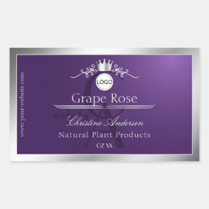 Purple Product Label Silver Frame Logo Monogram