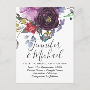 Purple Promise Wedding Invitations Modern Floral