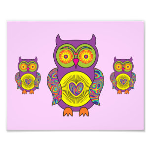Purple Psychedelic Owl Photo Print