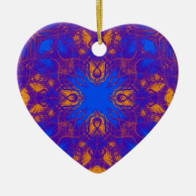 Purple psychedelic pattern ceramic tree decoration (Front)