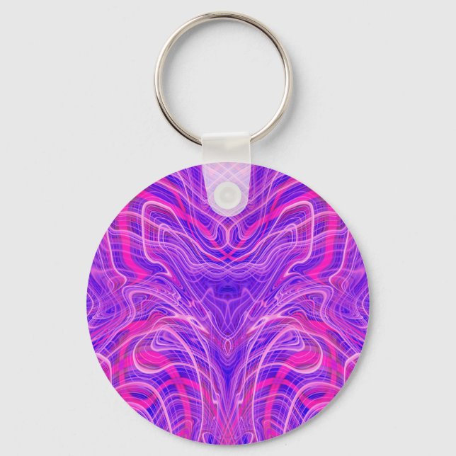 Purple psychedelic pattern key ring (Front)