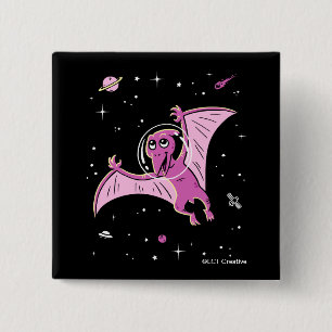 Purple Pterodactyl Dinos In Space 15 Cm Square Badge