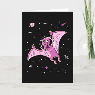 Purple Pterodactyl Dinos In Space Card