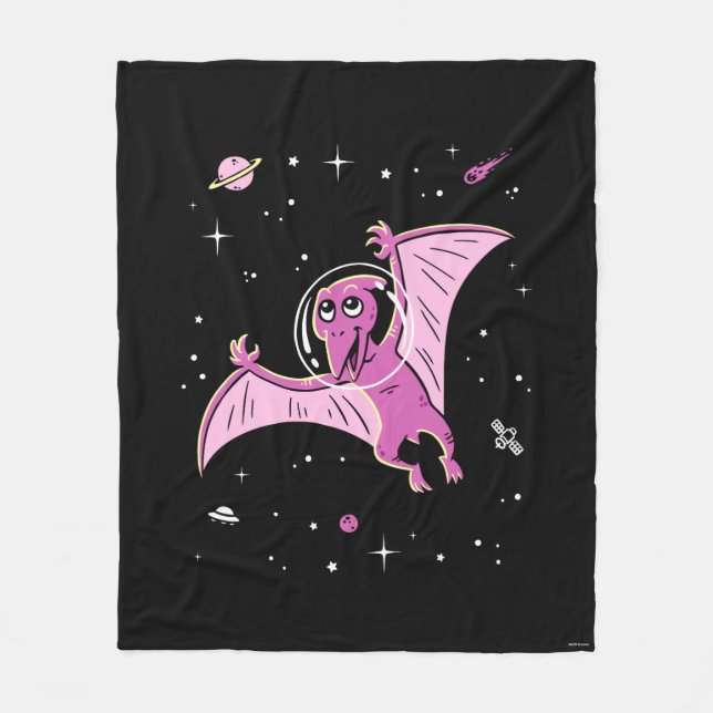Purple Pterodactyl Dinos In Space Fleece Blanket (Front)