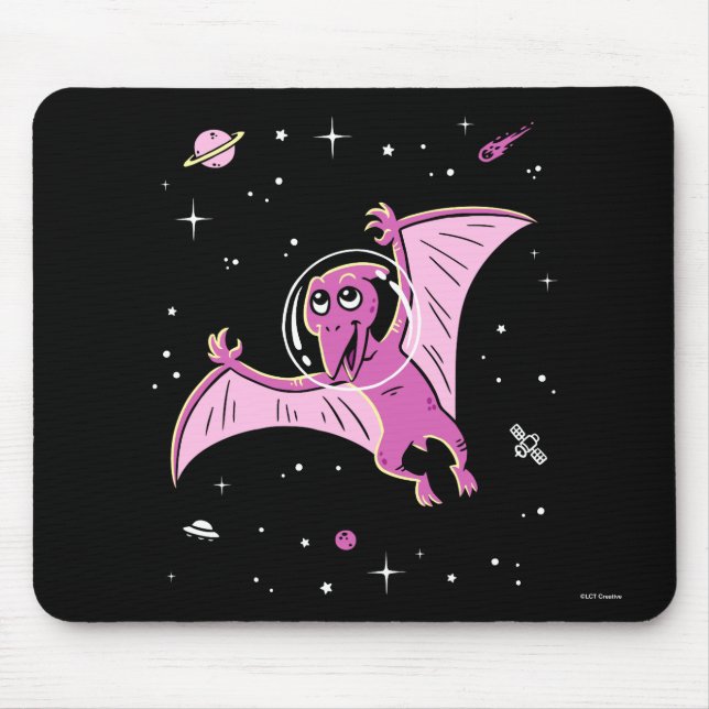 Purple Pterodactyl Dinos In Space Mouse Pad (Front)