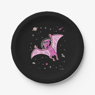 Purple Pterodactyl Dinos In Space Paper Plate