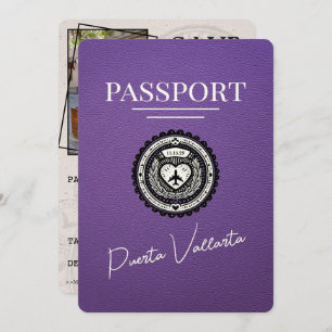Purple Puerta Vallarta Passport Save The Date
