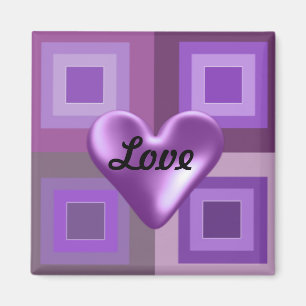 Purple Puffy Heart Magnet