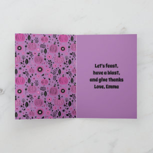 Purple pumpkin and fall flower personalised  invitation