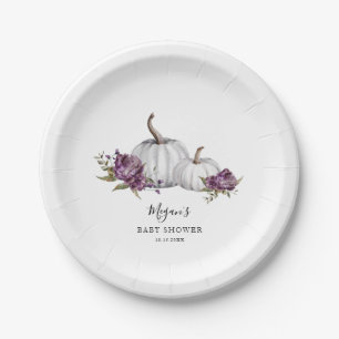 Purple Pumpkin Baby Shower Paper Plate