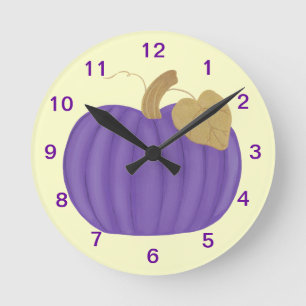 Purple Pumpkin Gold Leaf Clock