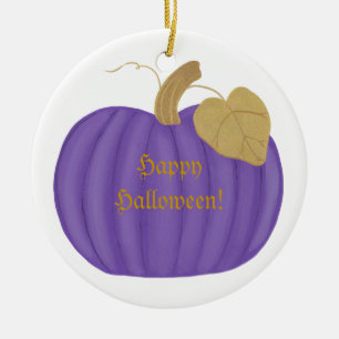Purple Pumpkin Gold Leaf, Halloween Ornaments
