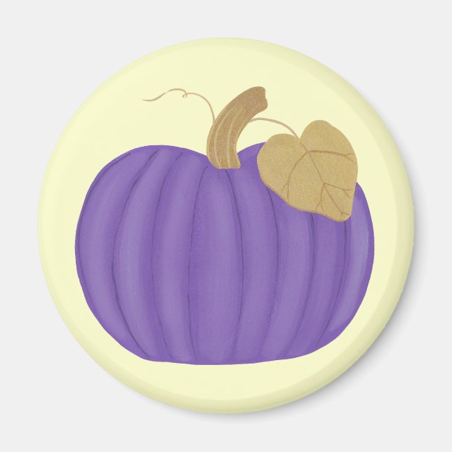 Purple Pumpkin Gold Leaf Magnets (Front)