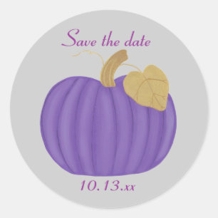 Purple Pumpkin, Gold Leaf, Save the date stickers
