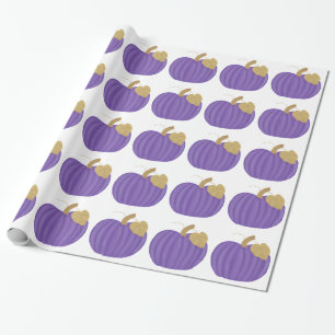 Purple Pumpkin Gold Leaf Wrapping Paper