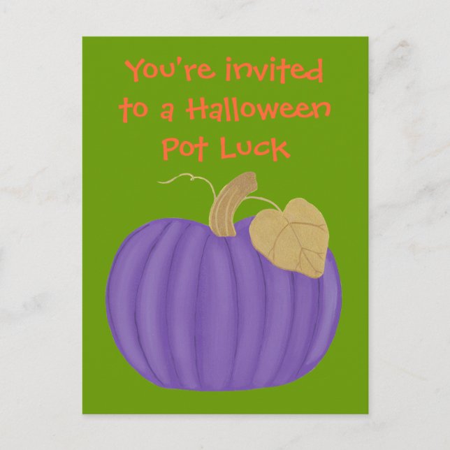 Purple Pumpkin Halloween Dinner Party Postcards (Front)